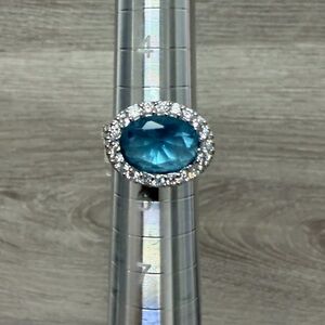 Elegant Blue Gemstone Sterling Silver Ring .925
